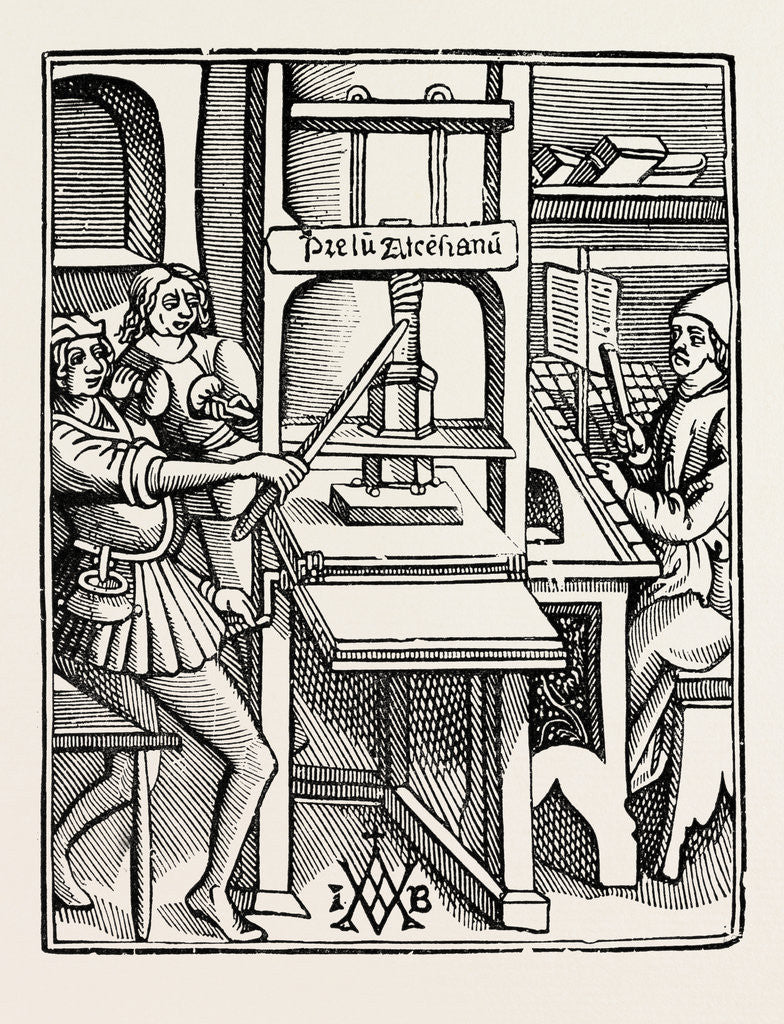 Detail of Early Printing Press. by Anonymous