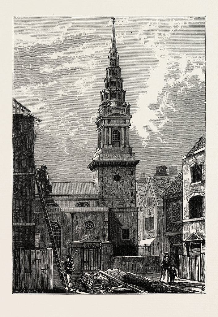 Detail of St. Bride's Church Fleet Street 1824 London by Anonymous