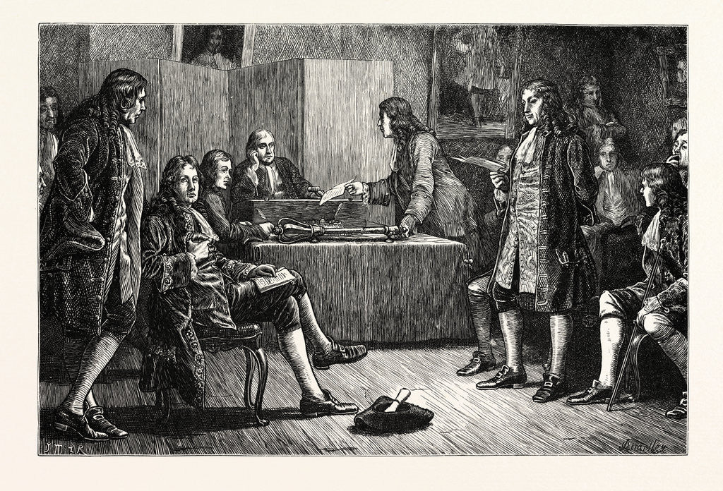 Detail of A Meeting of the Royal Society in Crane Court London by Anonymous