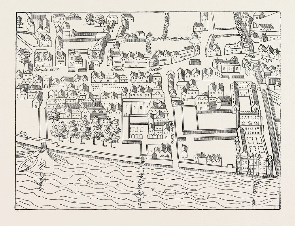 Detail of Fleet Street the Temple London from a Plan Published by Ralph Aggas 1563 by Anonymous
