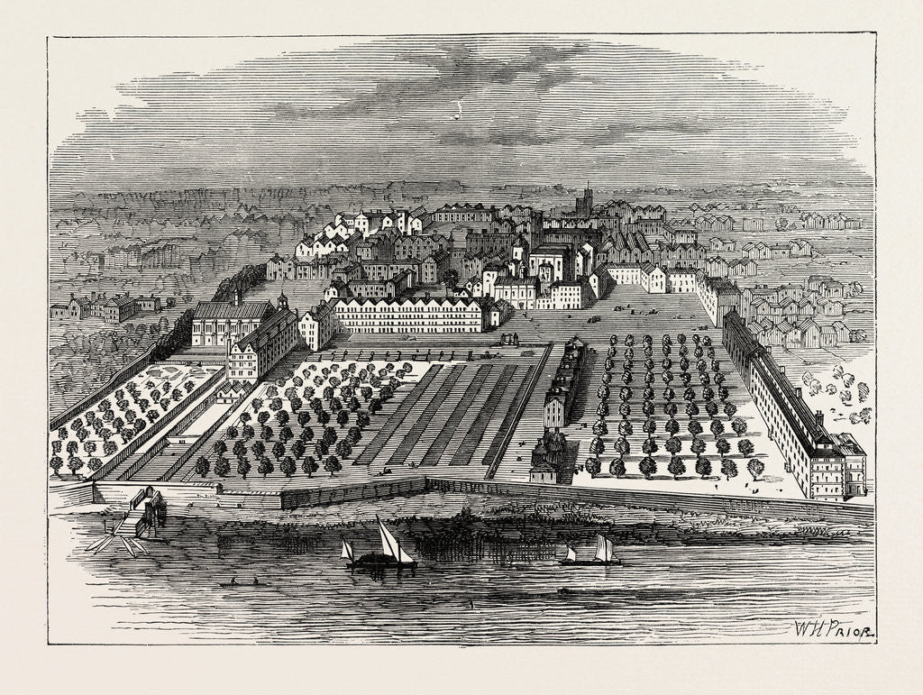 Detail of The Temple in 1671. From an Old Bird's-Eye View in the Inner Temple London by Anonymous