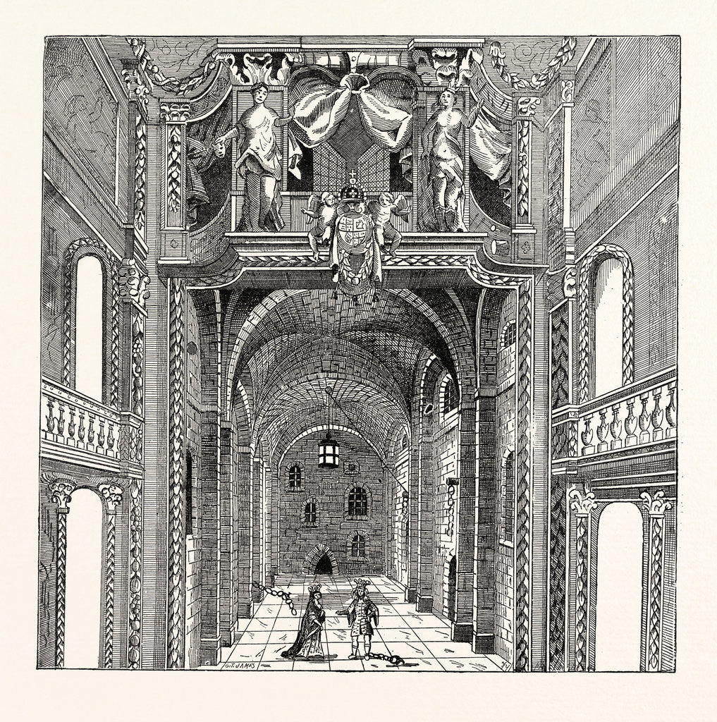 Detail of Interior of the Duke's Theatre. From Settle's Empress of Morocco. London by Anonymous