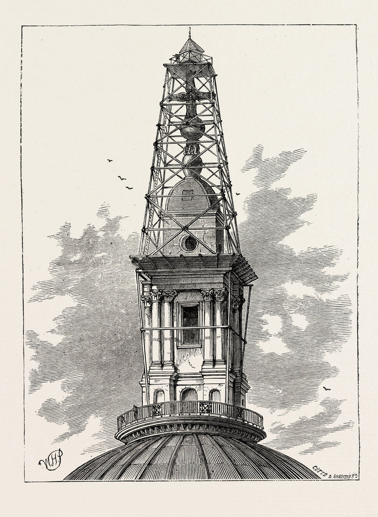 Detail of The Scaffolding and Observatory on St. Paul's in 1848 London by Anonymous
