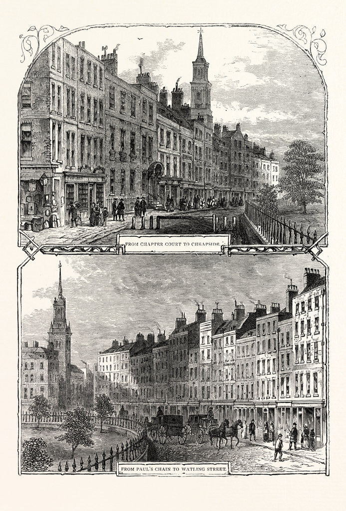 Detail of St. Paul's Churchyard in 1820: from Chapter Court to Cheapside from Paul's Chain to Watling Street by Anonymous