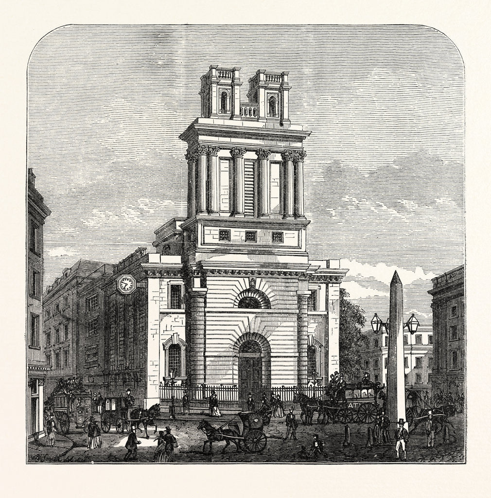 Detail of St. Mary Woolnoth 1870 London by Anonymous