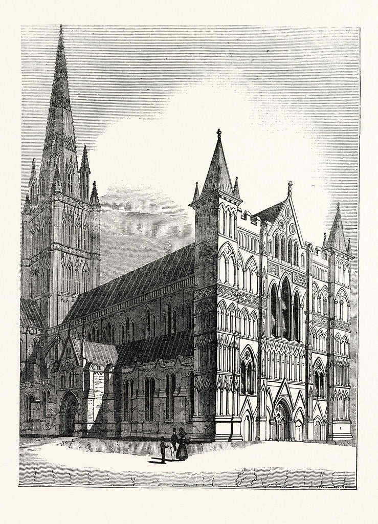 Detail of North-West View of Salisbury Cathedral by Anonymous