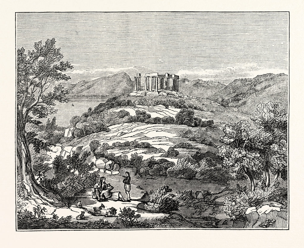 Detail of View in Aegina with the Temple of Jupiter Panhellenus by Anonymous