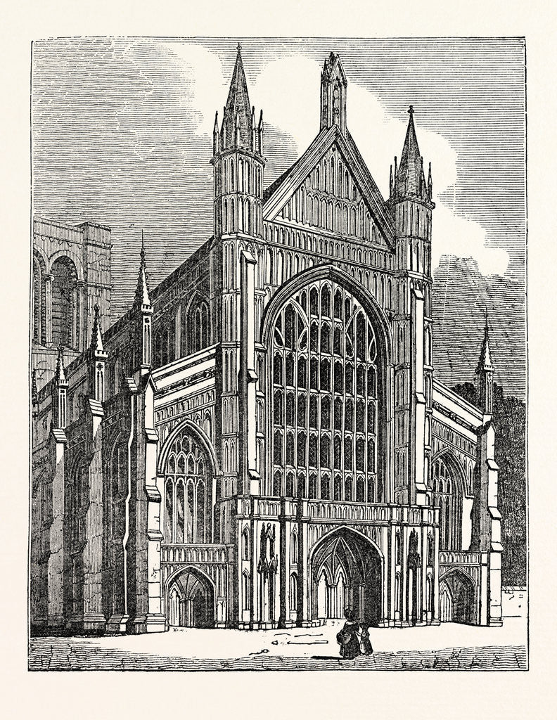 Detail of North-West View of the Cathedral at Winchester by Anonymous