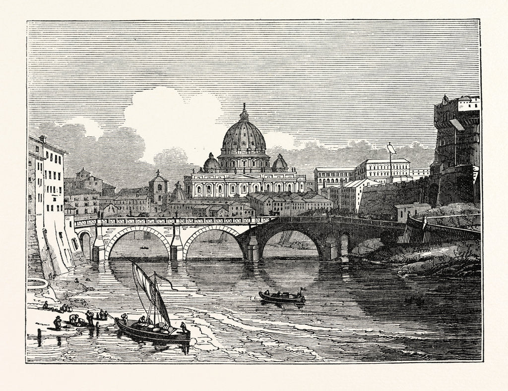 Detail of View of St. Peter's from the East above the Bridge of St. Angelo Rome by Anonymous