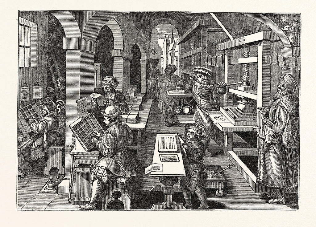 Detail of Ancient View of a Dutch Printing-Office by Anonymous