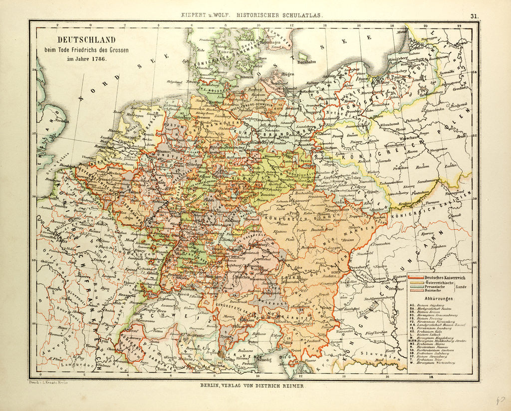 Detail of Map of Germany in 1786 by Anonymous