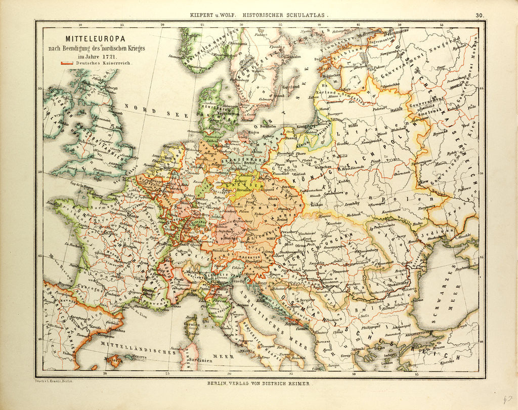 Detail of Map of Central Europe in 1721 by Anonymous