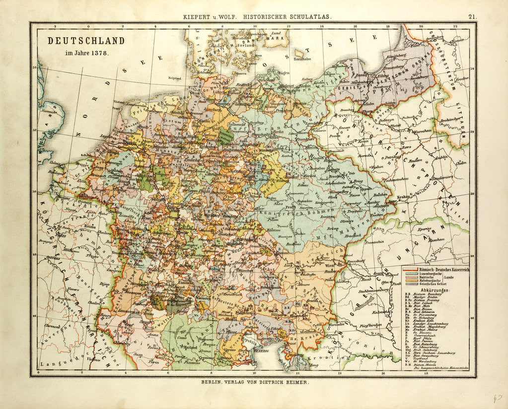 Detail of Map of Germany in 1378 by Anonymous
