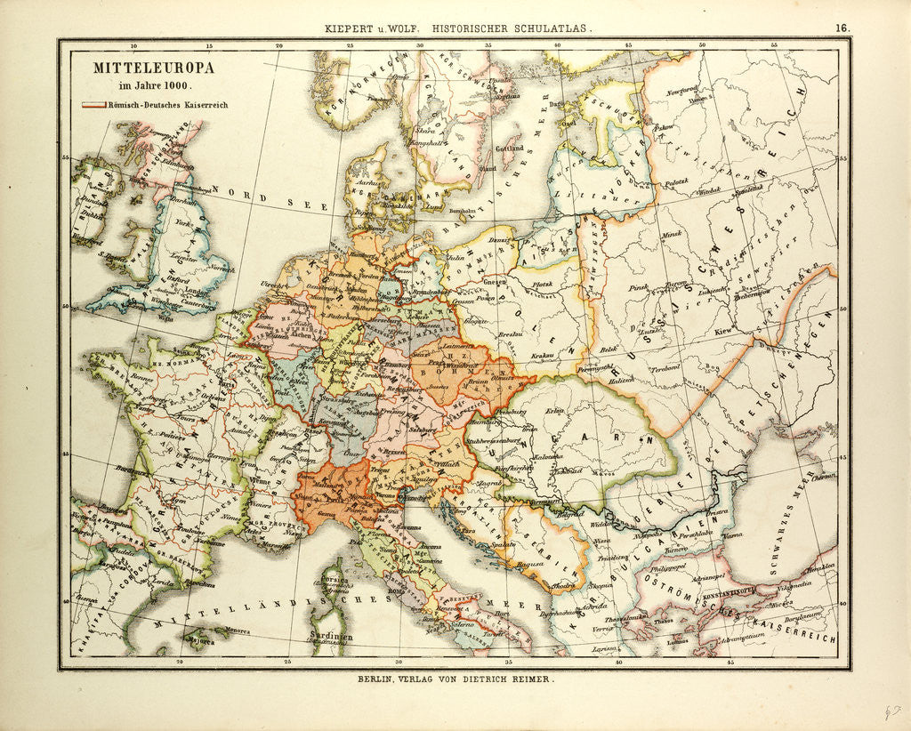 Detail of Map of Central Europe in 1000 A.D. by Anonymous