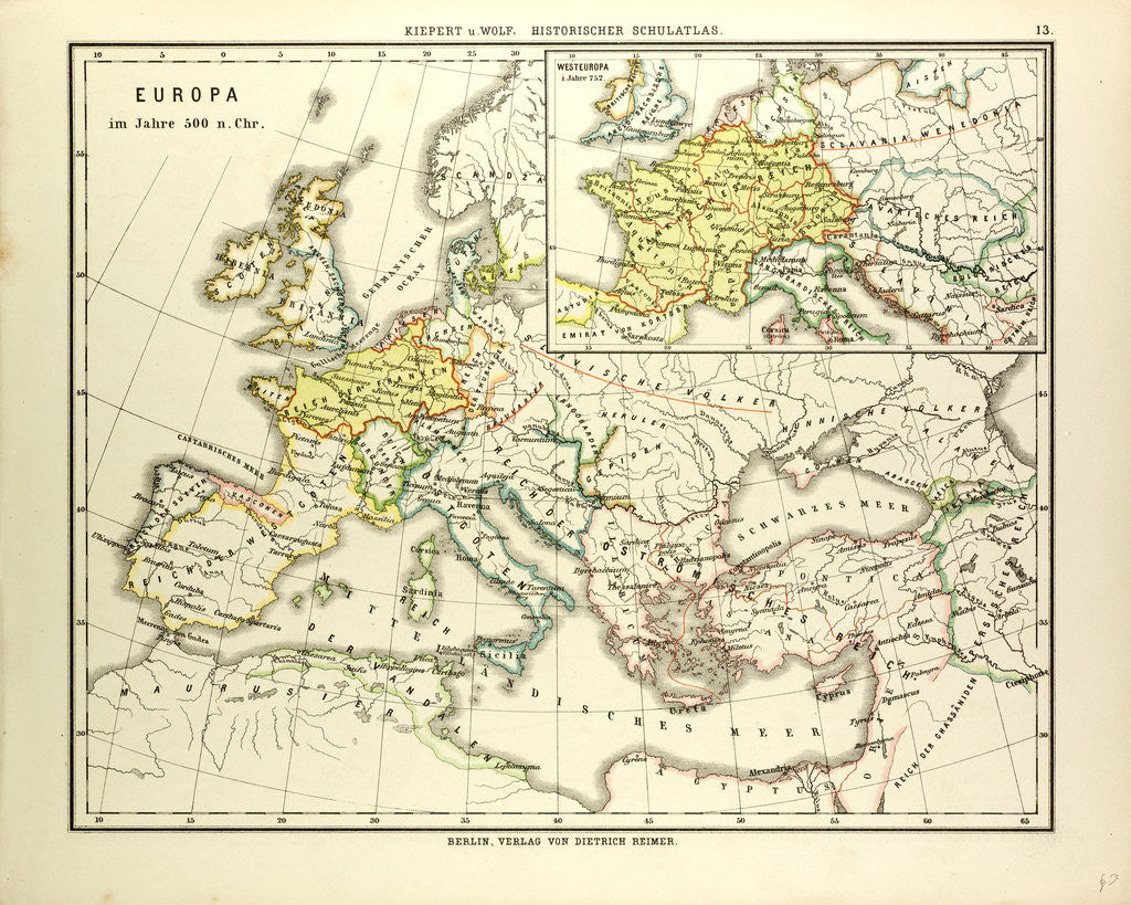 Detail of Map of Europe in 500 A.D. by Anonymous