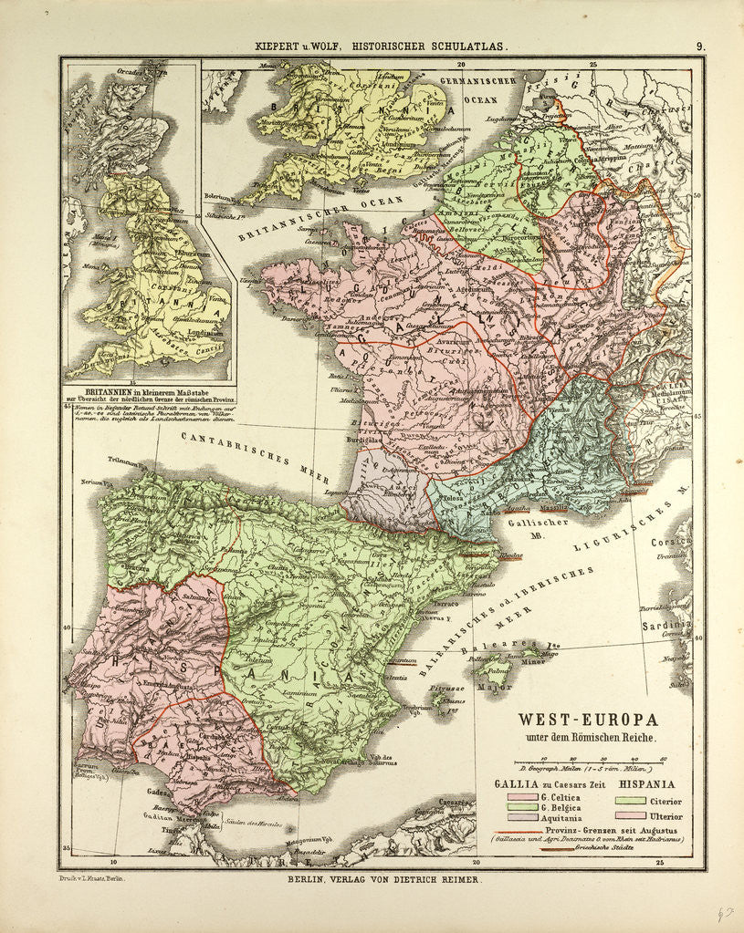 Detail of Map of Western Europe and the Roman Empire by Anonymous