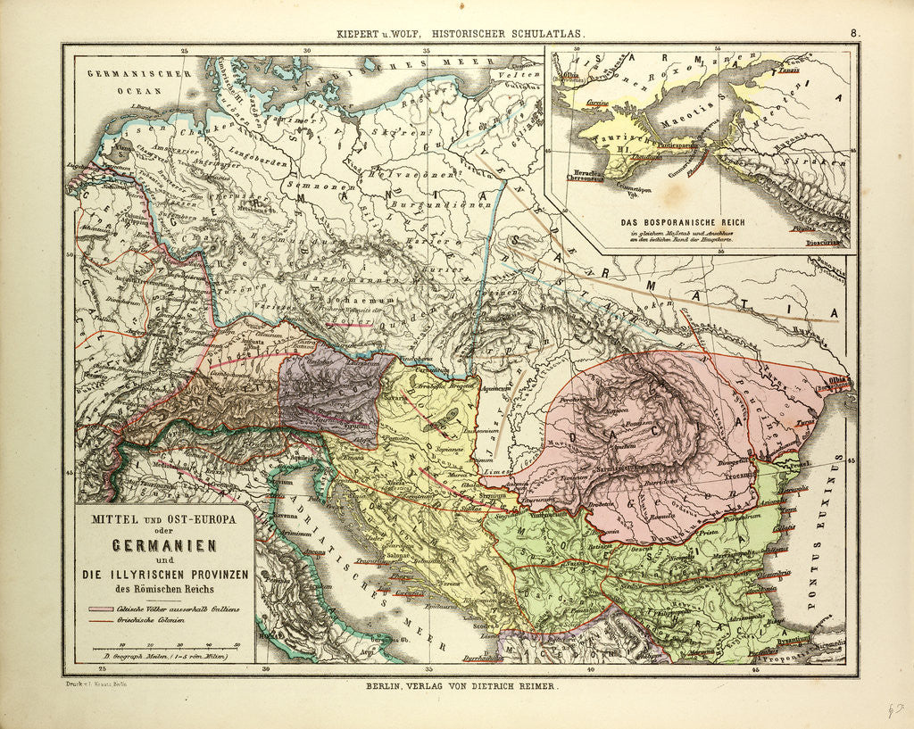 Detail of Map of Central and Eastern Europe During the Roman Empire by Anonymous