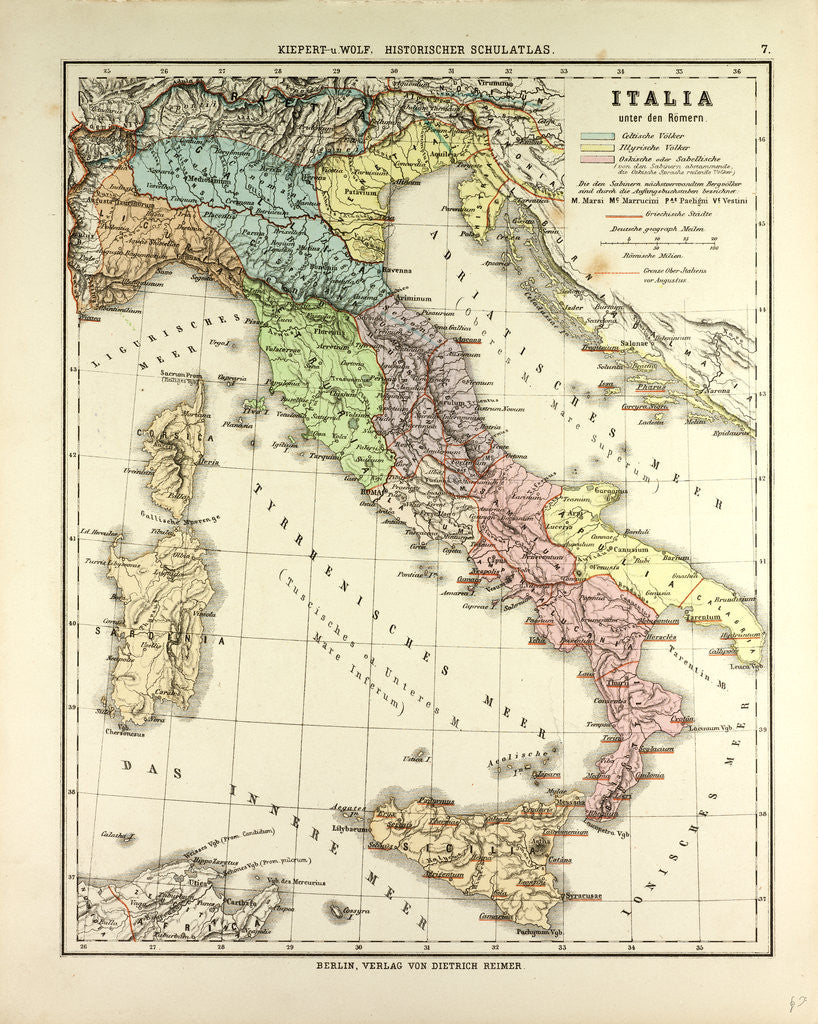 Detail of Map of Italy During the Roman Empire by Anonymous