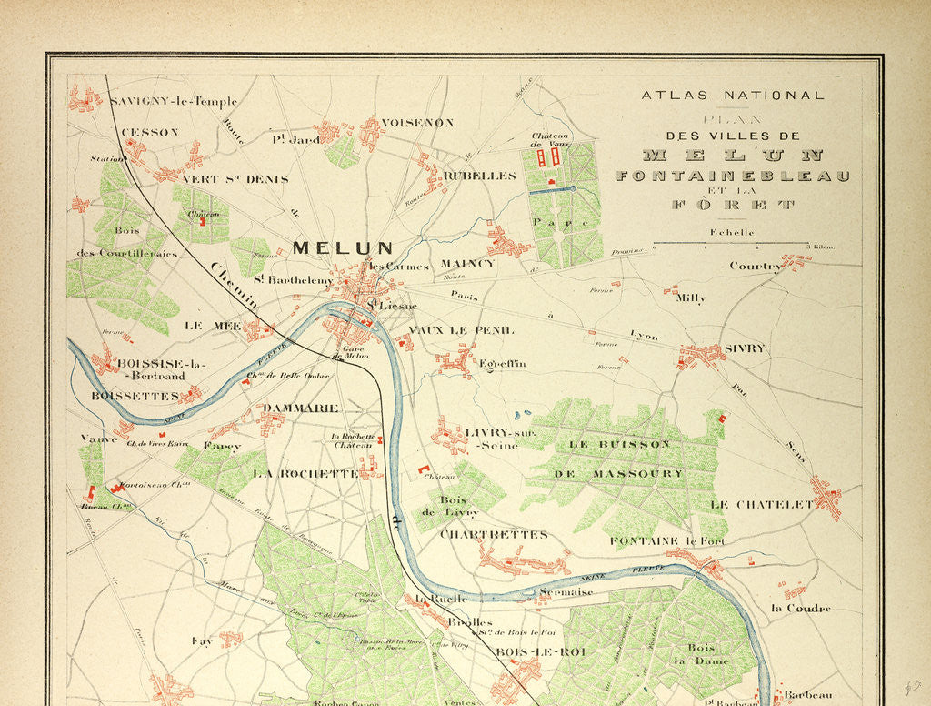 Detail of Map of Melun Fontainebleau by Anonymous