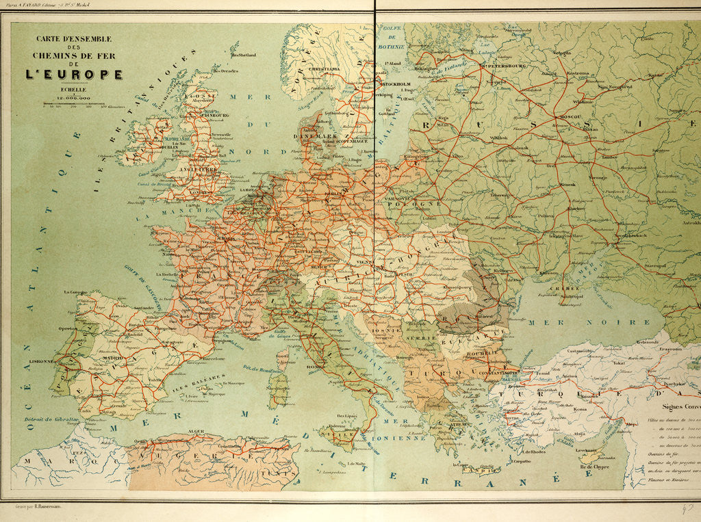 Detail of Map of European Railway Lines by Anonymous
