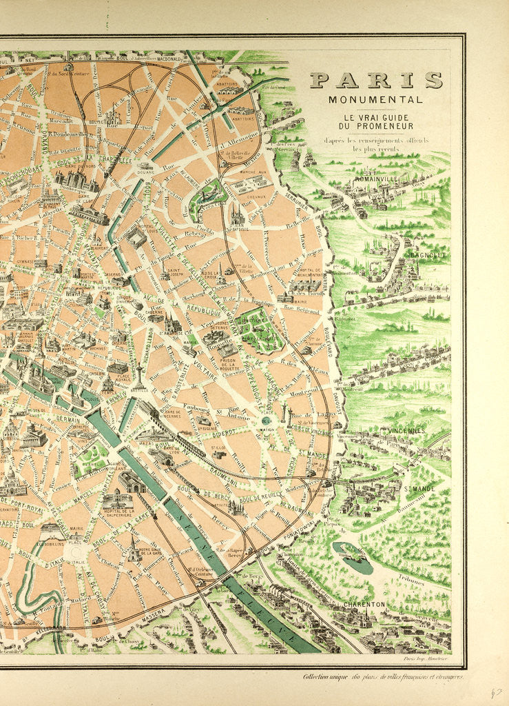 Detail of Map of the Monuments in Paris by Anonymous