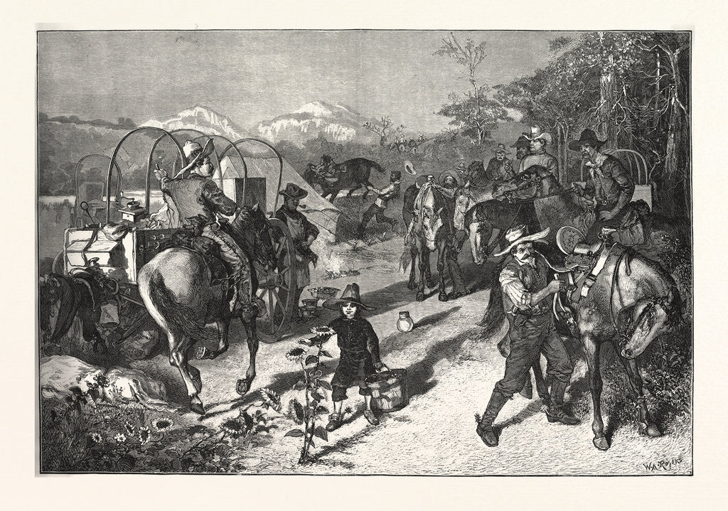 Detail of The Cow Boys Breaking Camp Drawn W. A. Rogers by Anonymous