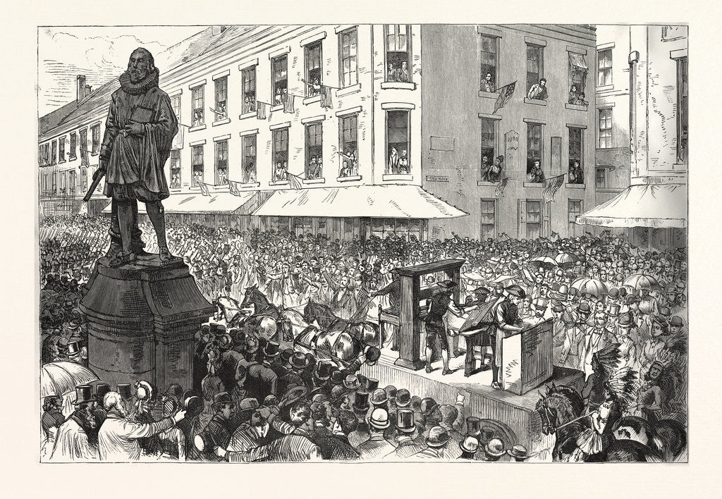 Detail of Boston Celebration: The Procession Passing Winthrop Statue by Anonymous