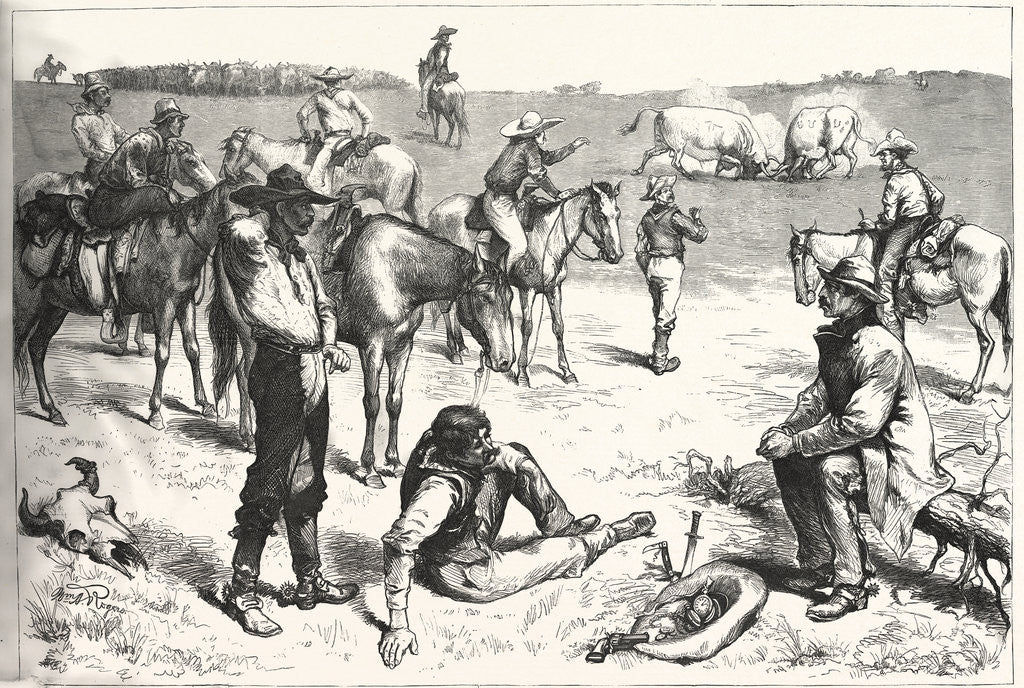 Detail of Among the Cow Boys, Cowboy, Cowboys, Western, Male by Anonymous