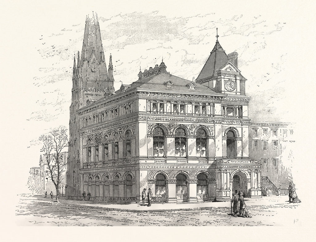 Detail of Building the Long Island Historical Society by Anonymous