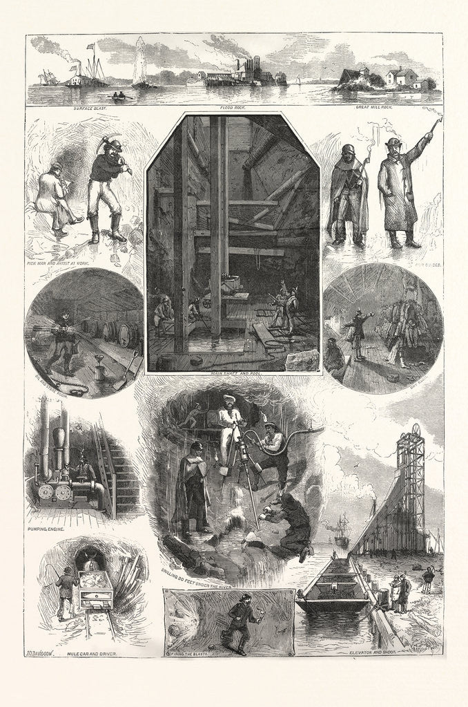 Detail of Excavations Under Flood Rock, Hell Gate by Anonymous