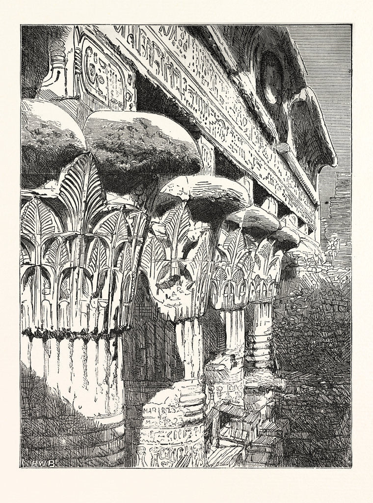 Detail of The Temple Esneh, Scene on the Nile, Egypt by Anonymous