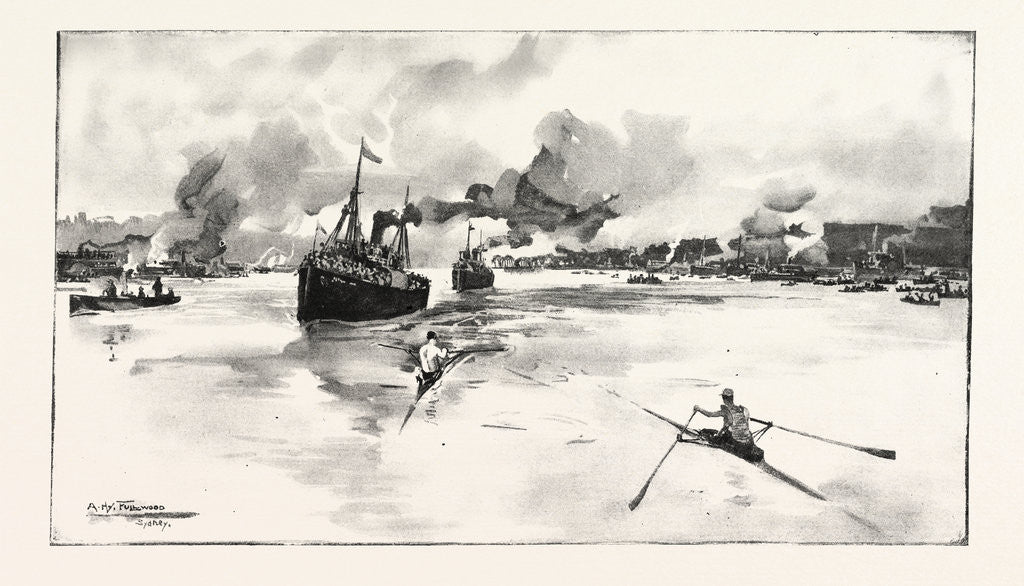 Detail of The International Boat Race for £1000 Between Canada and New South Wales, Rowed on the Parramatta River, Australia by Anonymous