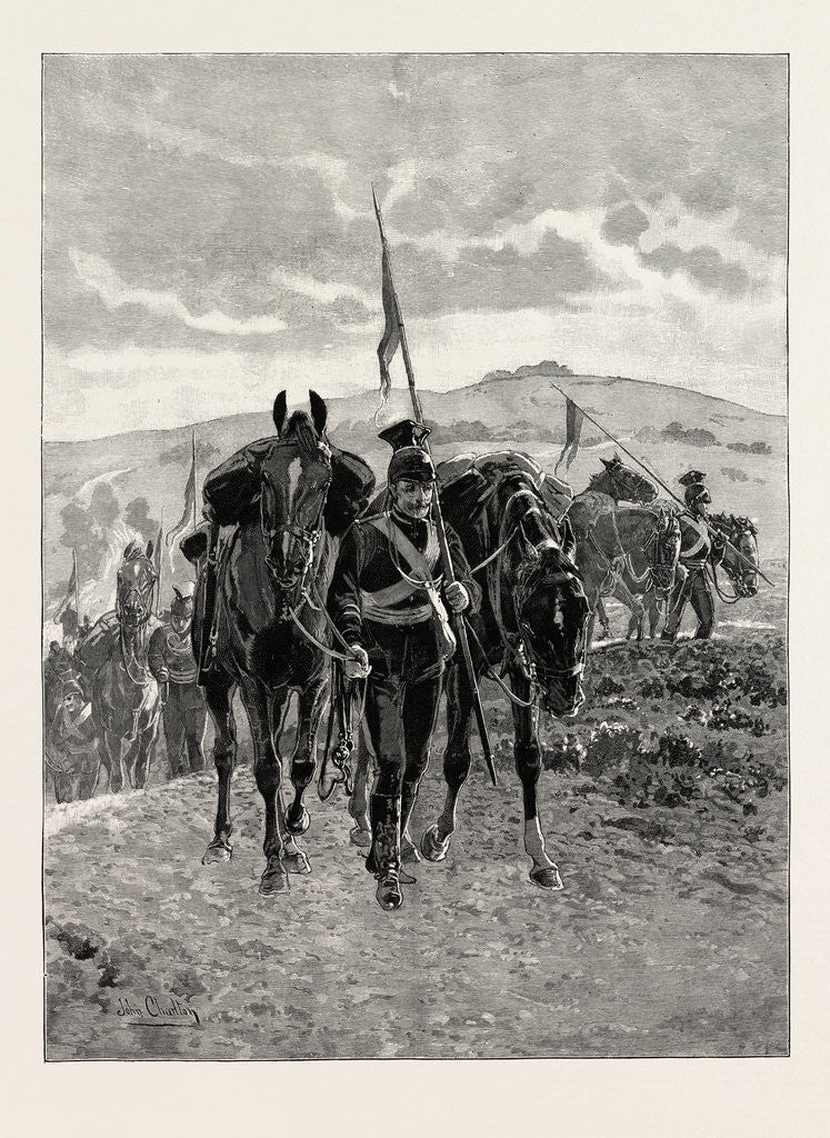 Detail of The Cavalry Manoeuvres: The End of the Day, Lancers Leading Their Horses Into Camp after a Long Day's March by Anonymous
