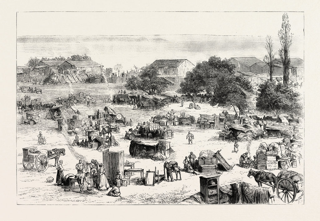 Detail of The Great Fire at Salonica, Thessaloniki, Greece: The Homeless People Camping Out on the Outskirts of the Town by Anonymous