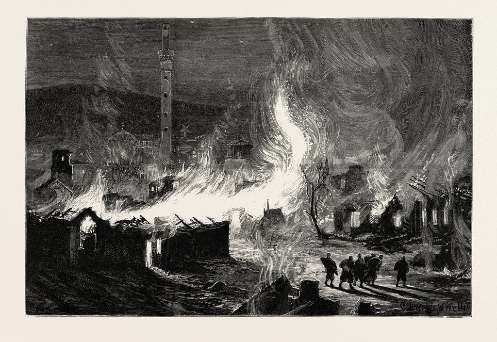 Detail of The Great Fire at Salonica, Thessaloniki, Greece: Scene Near the Mosque of Saint Sophia Soon after the Outbreak by Anonymous