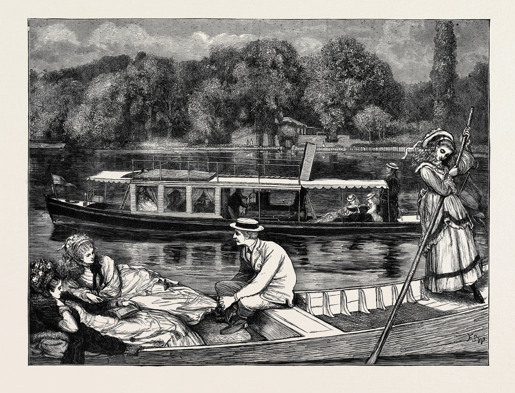 Detail of Steaming and Punting, a Sketch Near Cliveden Woods by Anonymous