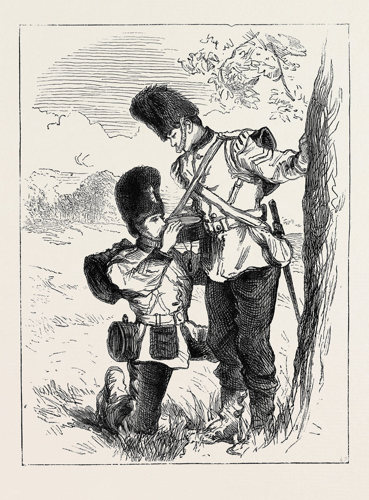 Detail of The Autumn Manoeuvres: A Friend in Need, a Sketch on the March to Bottle Bush Down by Anonymous