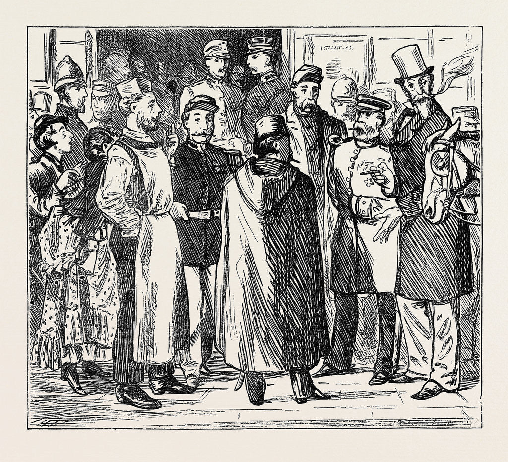 Detail of Our Foreign Critics at Shoeburyness: At the Station by Anonymous