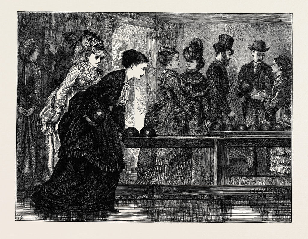 Detail of An American Ten-Pin Alley: A Ladies' Game by Anonymous