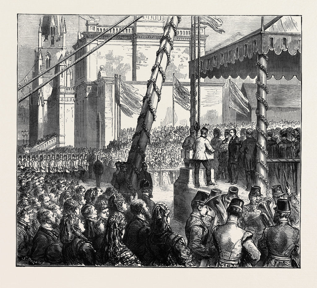 Detail of The Duke and Duchess of Teck at Southport: Princess Mary Laying the Foundation Stone of Cambridge Hall by Anonymous