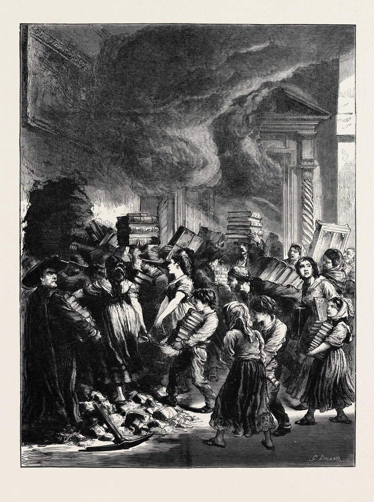 Detail of The Late Fire at the Escurial Palace: Rescuing Books from the Library by Anonymous