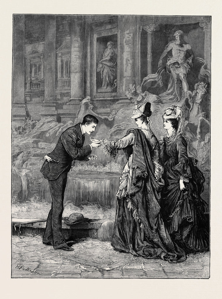 Detail of A Sip at the Fountain of Trevi, Rome by Anonymous