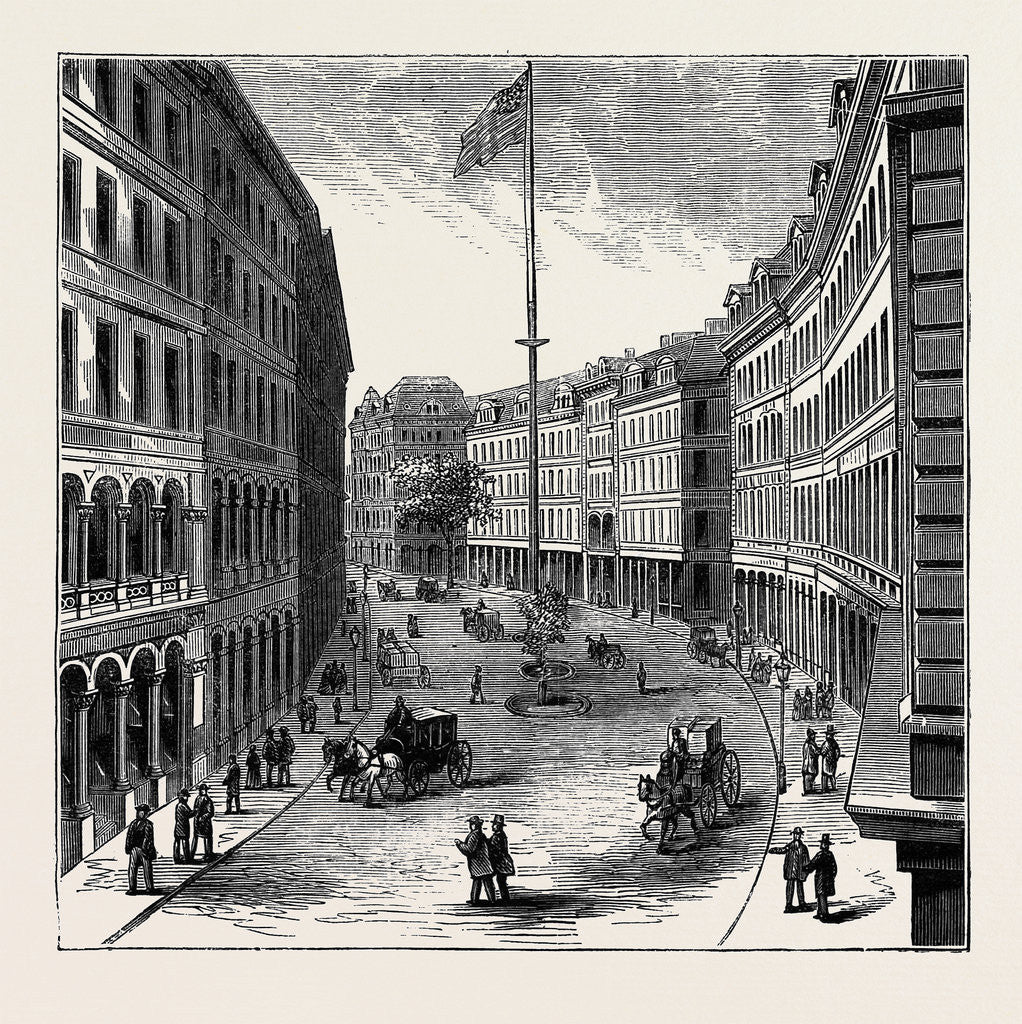 Detail of Views and Public Buildings in the City of Boston: View of Franklin Street by Anonymous