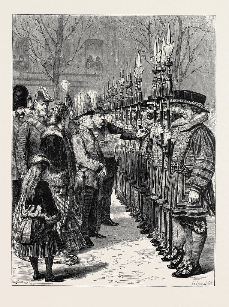 Detail of Installation of Sir W.M. Gomm, G.C.B., G.C.S.I., As Constable of the Tower, Inspecting the Beefeaters, London by Anonymous