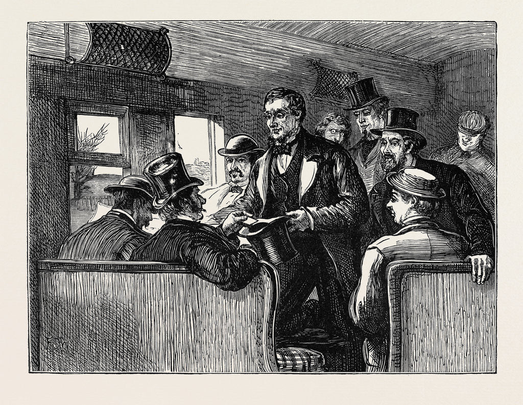Detail of Sketches in New York During the Presidential Election: Taking Votes in a Railway Car by Anonymous