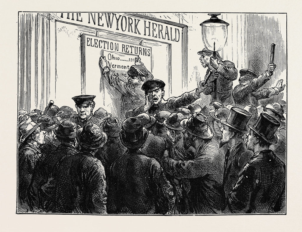 Detail of Sketches in New York During the Presidential Election: Outside a Newspaper Office by Anonymous