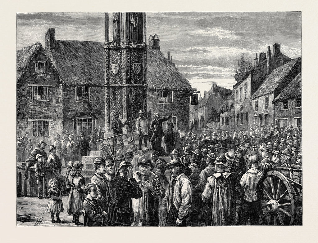 Detail of Sketches in the Agricultural Districts: Labourers Meeting at the Eleanor Cross, Geddington, Northamptonshire by Anonymous