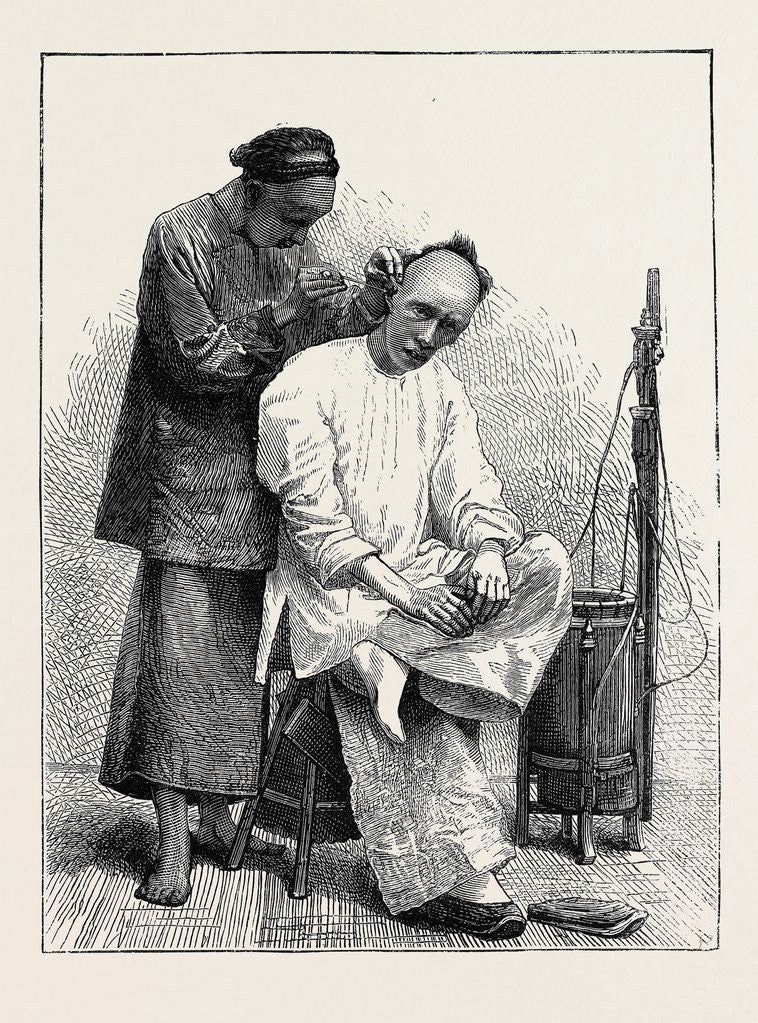 Detail of Life in China: A Street Barber by Anonymous