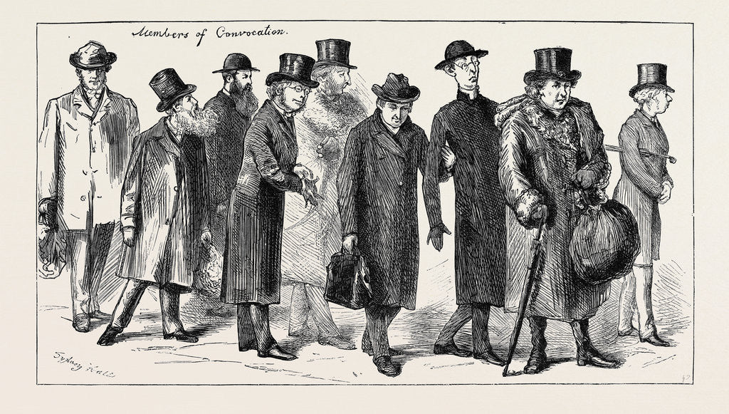 Detail of The Election of Dean Stanley As Select Preacher at Oxford: Members of Convocation Going to Vote, on the Platform of the Railway Station by Anonymous