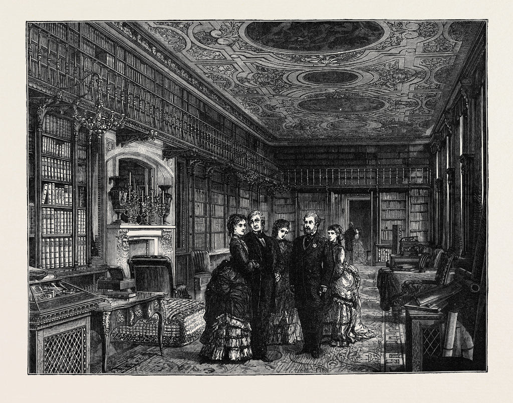 Detail of The Prince and Princess of Wales at Chatsworth: The Library by Anonymous